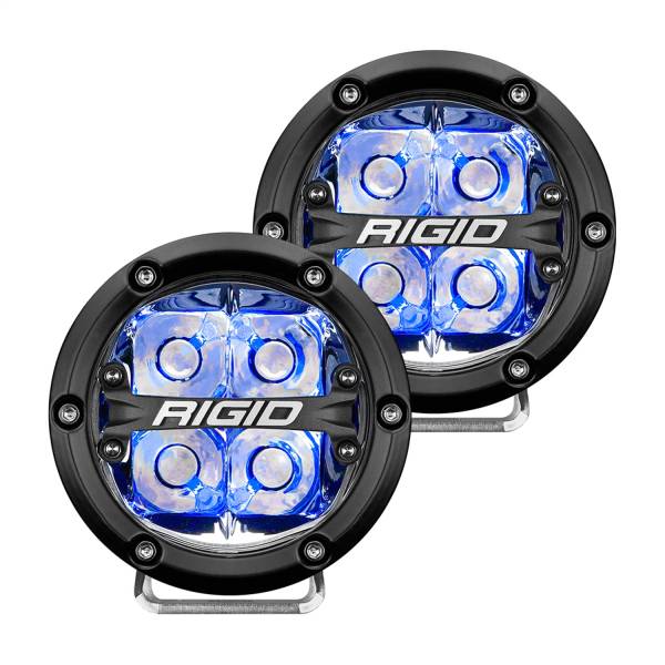 Rigid Industries - Rigid Industries RIGID 360-Series 4 Inch Off-Road LED Light; Spot Beam; Blue Backlight Pair 36115
