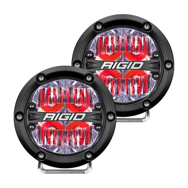 Rigid Industries - Rigid Industries RIGID 360-Series 4 Inch Off-Road LED Light; Drive Beam; Red Backlight Pair 36116