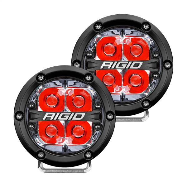 Rigid Industries - Rigid Industries RIGID 360-Series 4 Inch Off-Road LED Light; Spot Beam; Red Backlight Pair 36112