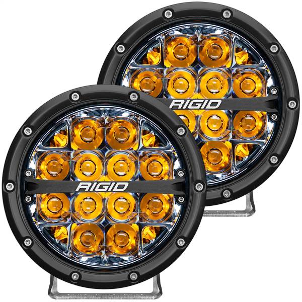 Rigid Industries - Rigid Industries RIGID 360-Series 6 Inch Off-Road LED Light; Spot Beam; Amber Backlight Pair 36201