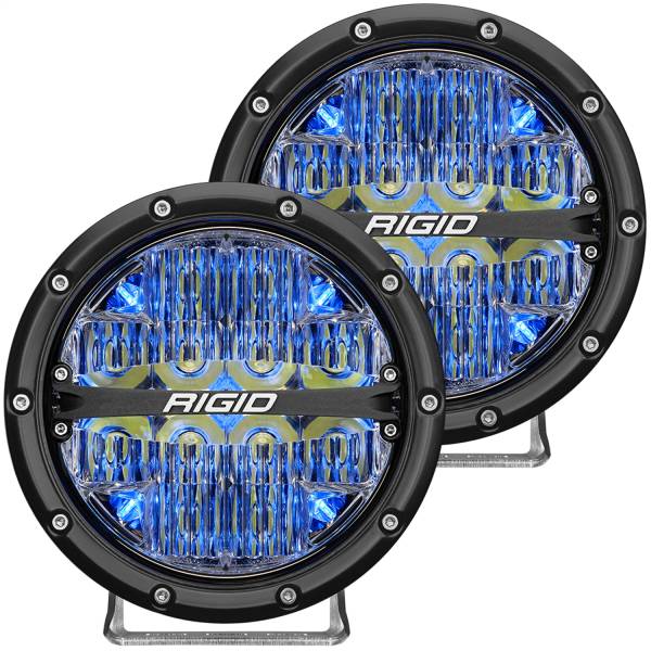 Rigid Industries - Rigid Industries RIGID 360-Series 6 Inch Off-Road LED Light; Drive Beam; Blue Backlight Pair 36207