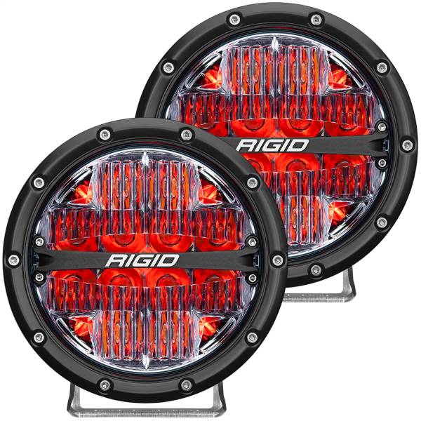 Rigid Industries - Rigid Industries RIGID 360-Series 6 Inch Off-Road LED Light; Drive Beam; Red Backlight Pair 36205