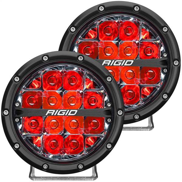 Rigid Industries - Rigid Industries RIGID 360-Series 6 Inch Off-Road LED Light; Spot Beam; Red Backlight Pair 36203