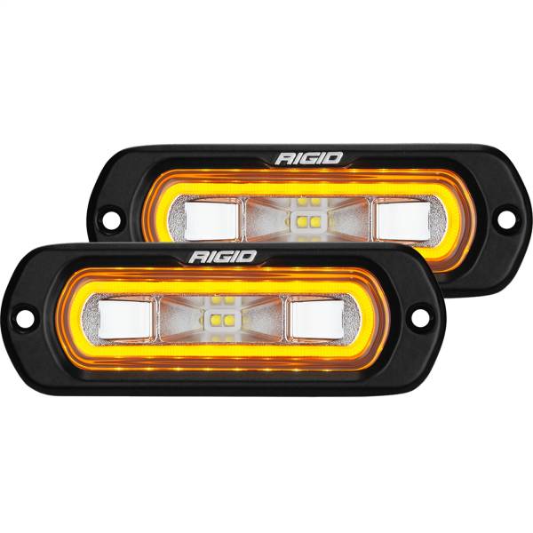Rigid Industries - Rigid Industries RIGID SR-L Series Off-Road Spreader Pod; 3 Wire; Flush Mount; Amber Halo Pair 53223