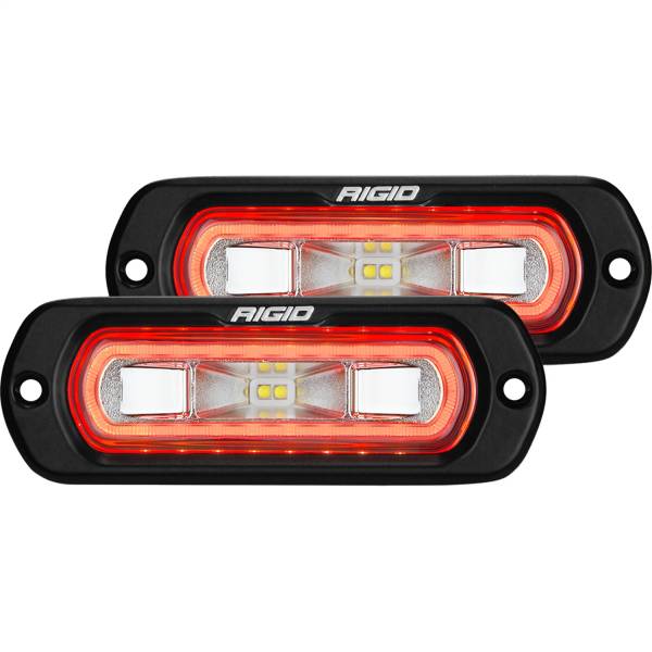Rigid Industries - Rigid Industries RIGID SR-L Series Off-Road Spreader Pod; Flush Mount; Red Halo Pair 53222
