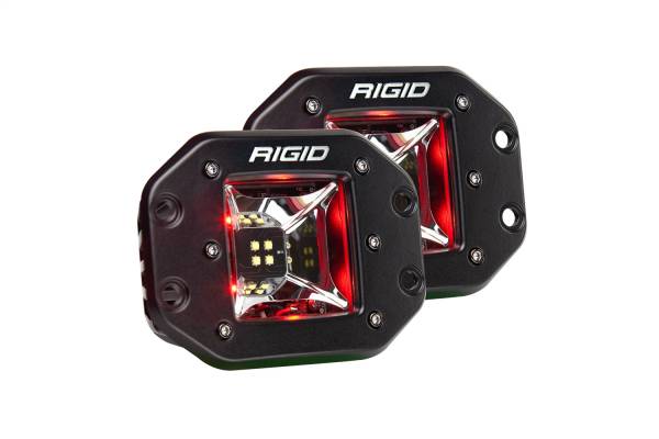 Rigid Industries - Rigid Industries RIGID Radiance Scene Light W/Red Backlight; Flush Mount; Black Housing Pair 68212