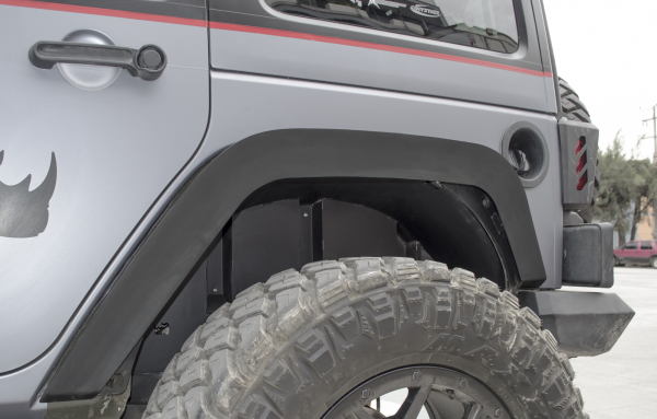 Go Rhino - Go Rhino Jeep JK Rear Wheel Well Inner Fender Liners, Black Textured Alum Pair 702002T