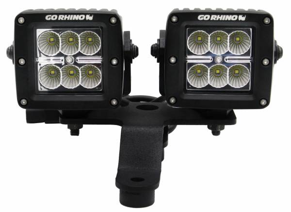 Go Rhino - Go Rhino Jeep Wrangler JL, JLU & JT Windshield Cowl Mount for 3" X 3" Dual Cubes 730230T