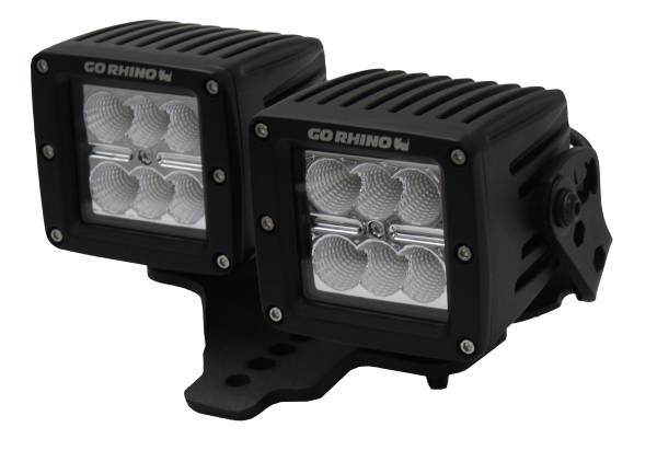 Go Rhino - Go Rhino Jeep Wrangler JL, JLU & JT Hood hinge Mount for 3" X 3" Dual Cube Offset  731230T