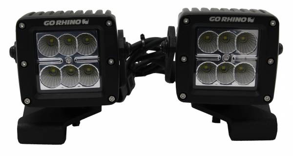 Go Rhino - Go Rhino Jeep Wrangler JL, JLU & JT Center Hood Mount for 3 inch Cube LED Lights  732230T