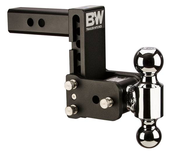 B&W Trailer Hitches - B&W Trailer Hitches B&W Tow And Stow Dual Ball 2" Adj Ball Mount 5" Drop/5-1/2" Rise, Black TS10038B