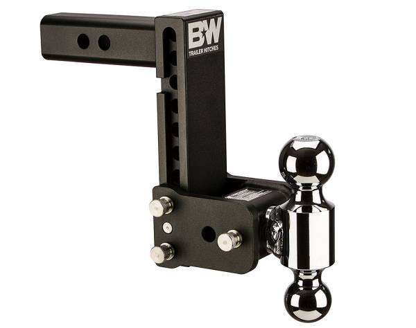 B&W Trailer Hitches - B&W Trailer Hitches B&W Tow And Stow Tri Ball 2" Adj Ball Mount 5" Drop/5-1/2" Rise, Black TS10040B