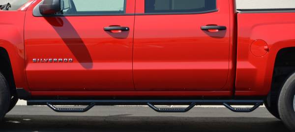 TrailFX - TrailFX W/Drop Down Steps W/Bed Step 3 In Round Straight Pwdr Ctd Gloss Black Metal A3315