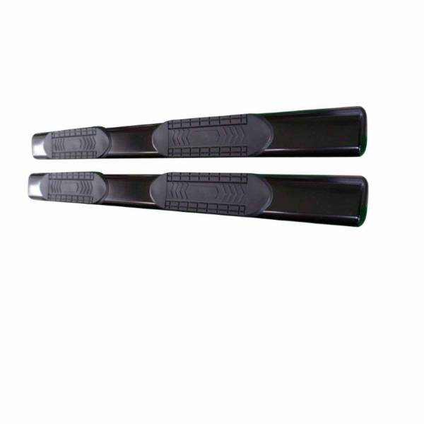 TrailFX - TrailFX With Step Pads 6 In Oval Straight Powder Coated Black Steel With Welded End Caps A8249B