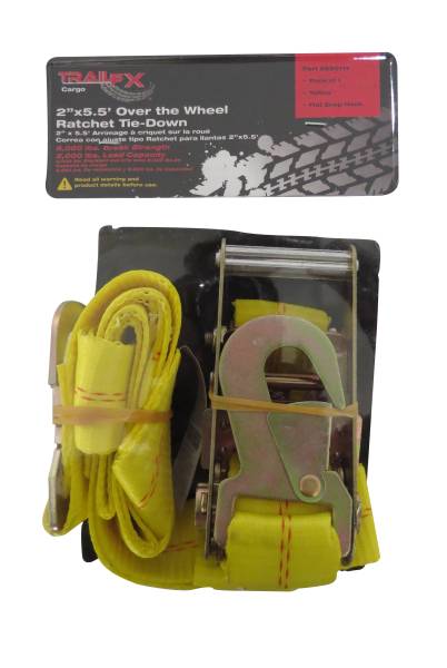 TrailFX - TrailFX Over Wheel Tie Down 5.5 Ft x 2 In 2000 Lb Cap W/Ratchet Yellow Sgl A92011Y