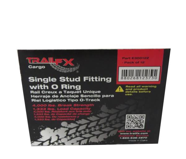 TrailFX - TrailFX Single Stud Fitting With O Ring 4000 Pound Capacity Zinc Bin Of 12 E30012Z