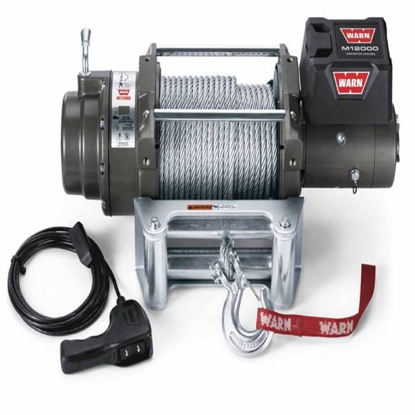 Warn - Warn 12 Volt Elect 12000 LB Cap 125 Ft Rope Roller Fairlead Wired Remote 17801