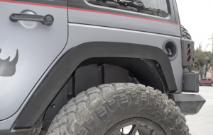 Go Rhino - Go Rhino Jeep JK Rear Wheel Well Inner Fender Liners, Black Textured Alum Pair 702002T - Image 1