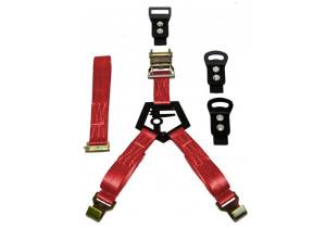N-Fab - N-Fab Gloss Black Bed Mounted Rapid Strap Tire Carrier w/ Red Strap BM1TSRD - Image 1